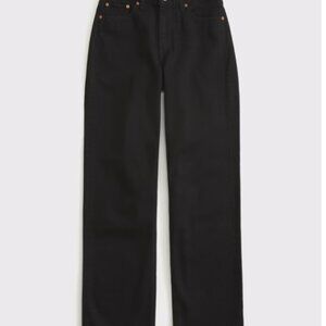 Abercrombie The Loose High Rise Wide Leg Jean in Washed Black